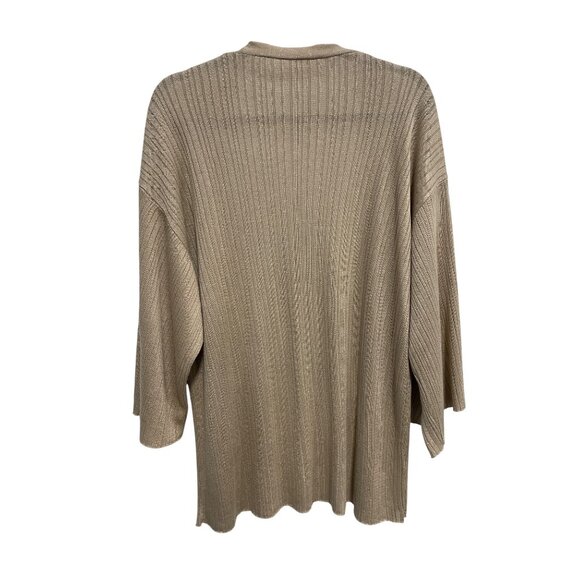 MNG Cardigan Sweater Size Small Open Front Ribbed Beige Neutral Cozy Knitwear - Picture 2 of 7